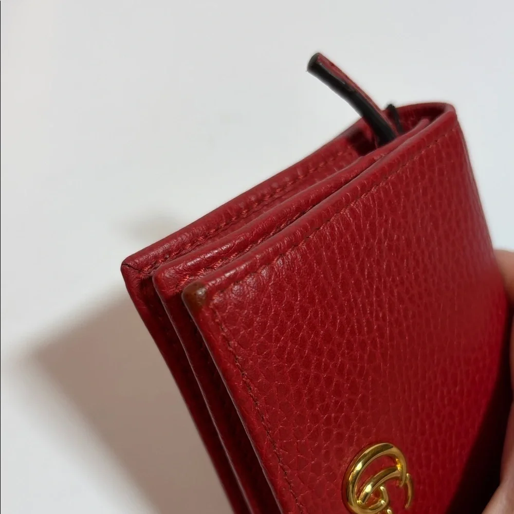 Gucci Red Leather Wallet with Gold Logo